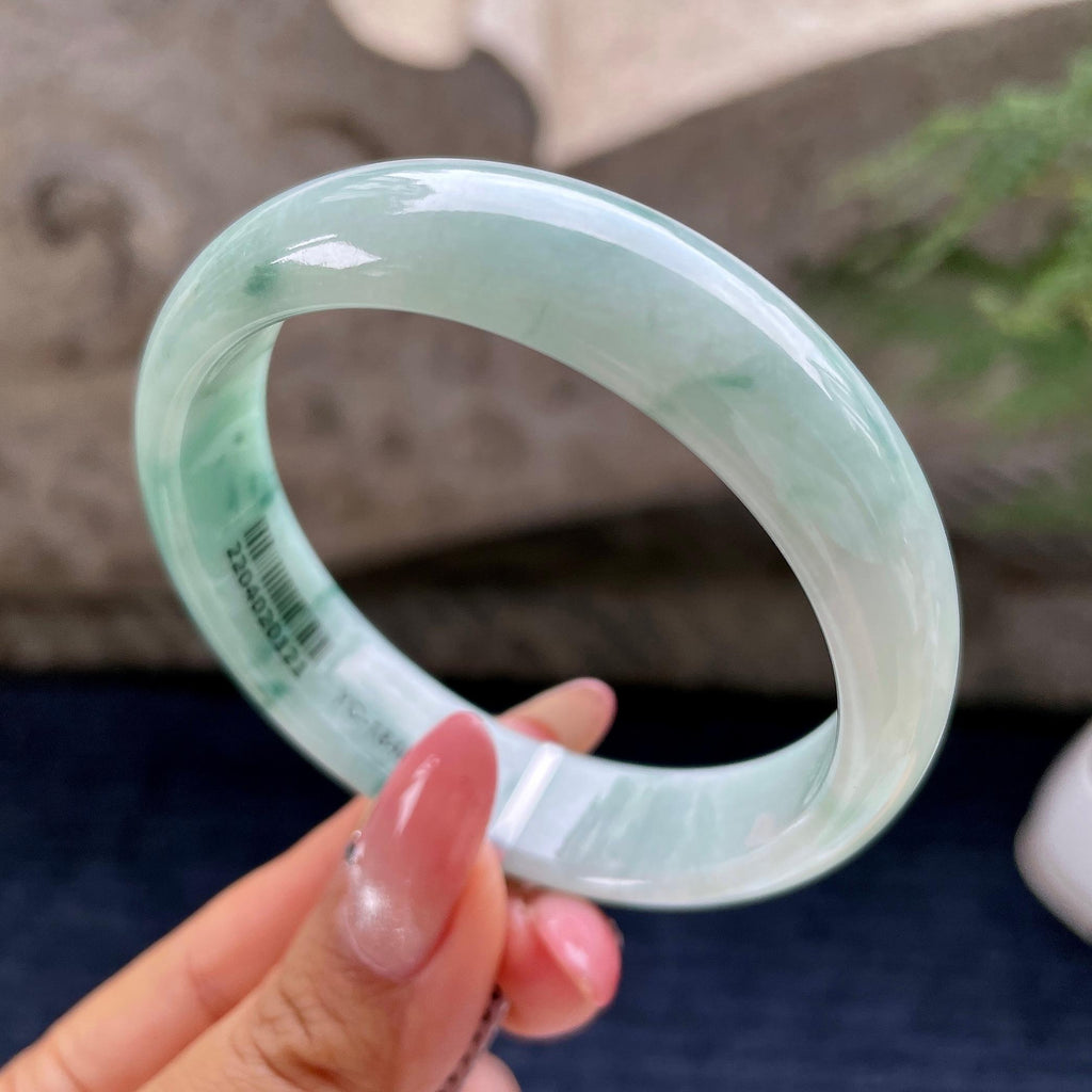 细糯种飘花正圈平安镯56.5圈        天然缅甸A货翡翠（yc433604）