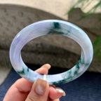 大圈口  细糯种紫罗兰飘花正圈平安镯  60.4圈口  天然缅甸A货翡翠（yc436269）