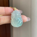 18k金钻镶冰种飘花翡翠貔貅（yc291680）