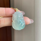 18k金钻镶冰种飘花翡翠貔貅（yc291680）