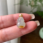 18K金镶糯冰种黄翡貔貅吊坠  天然缅甸A货翡翠（yc421314）