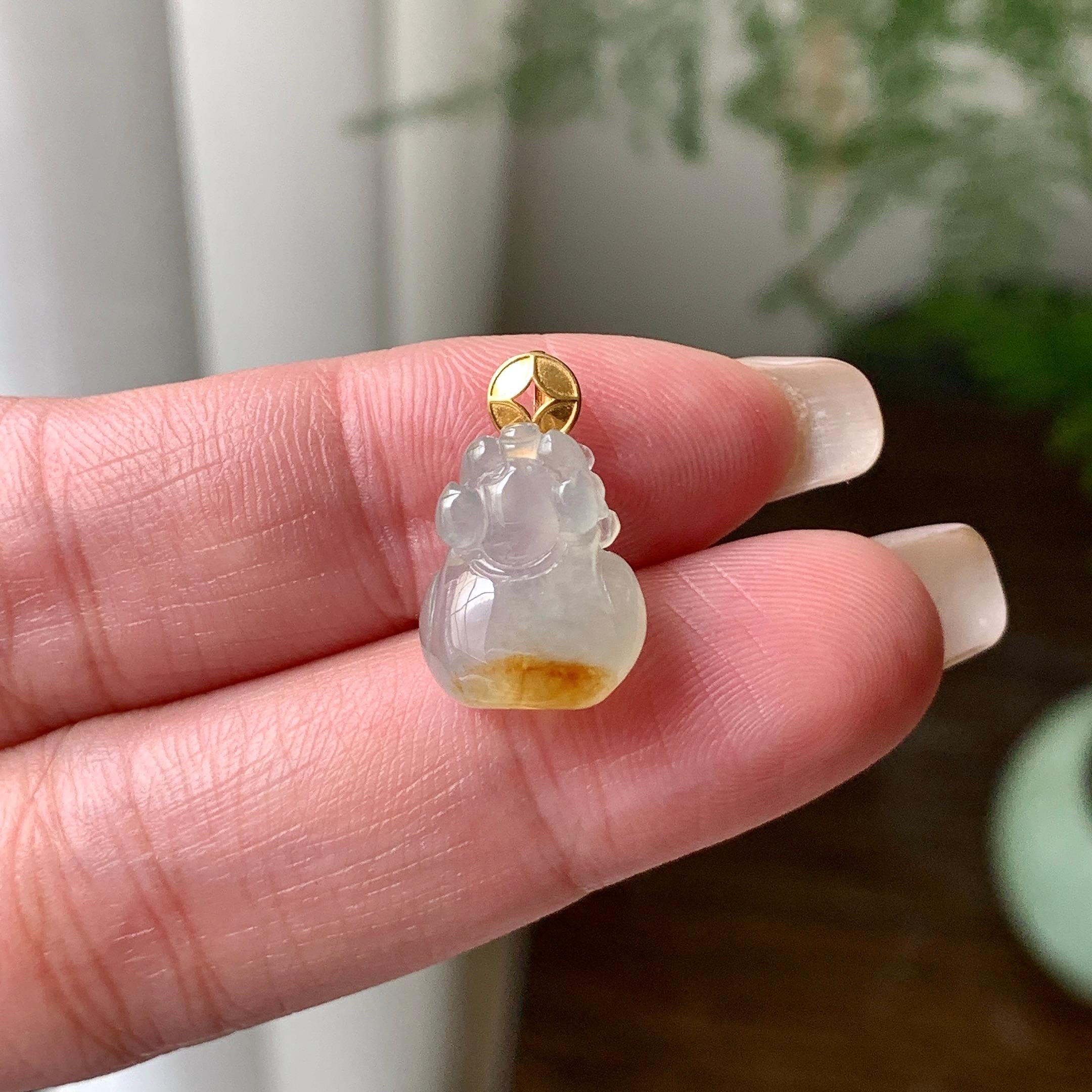 18K金镶糯冰种黄翡貔貅吊坠  天然缅甸A货翡翠（yc421314）