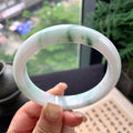 大圈口 细糯种飘绿花正圈平安镯 61.5圈口 天然缅甸A货翡翠（yc477614）