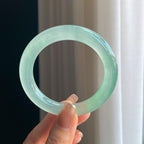 冰种晴绿底翡翠圆条手镯（54.7mm）（yc376748）