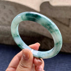 细糯种飘蓝花正圈平安镯 57圈口 天然缅甸A货翡翠（yc345011）