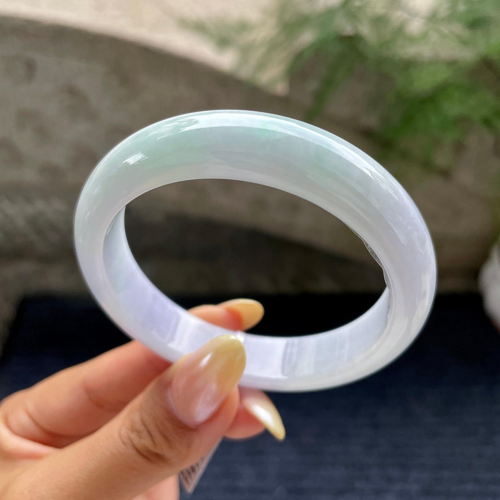 细糯种淡春彩正圈平安镯56.2圈 天然缅甸A货翡翠（yc468014）