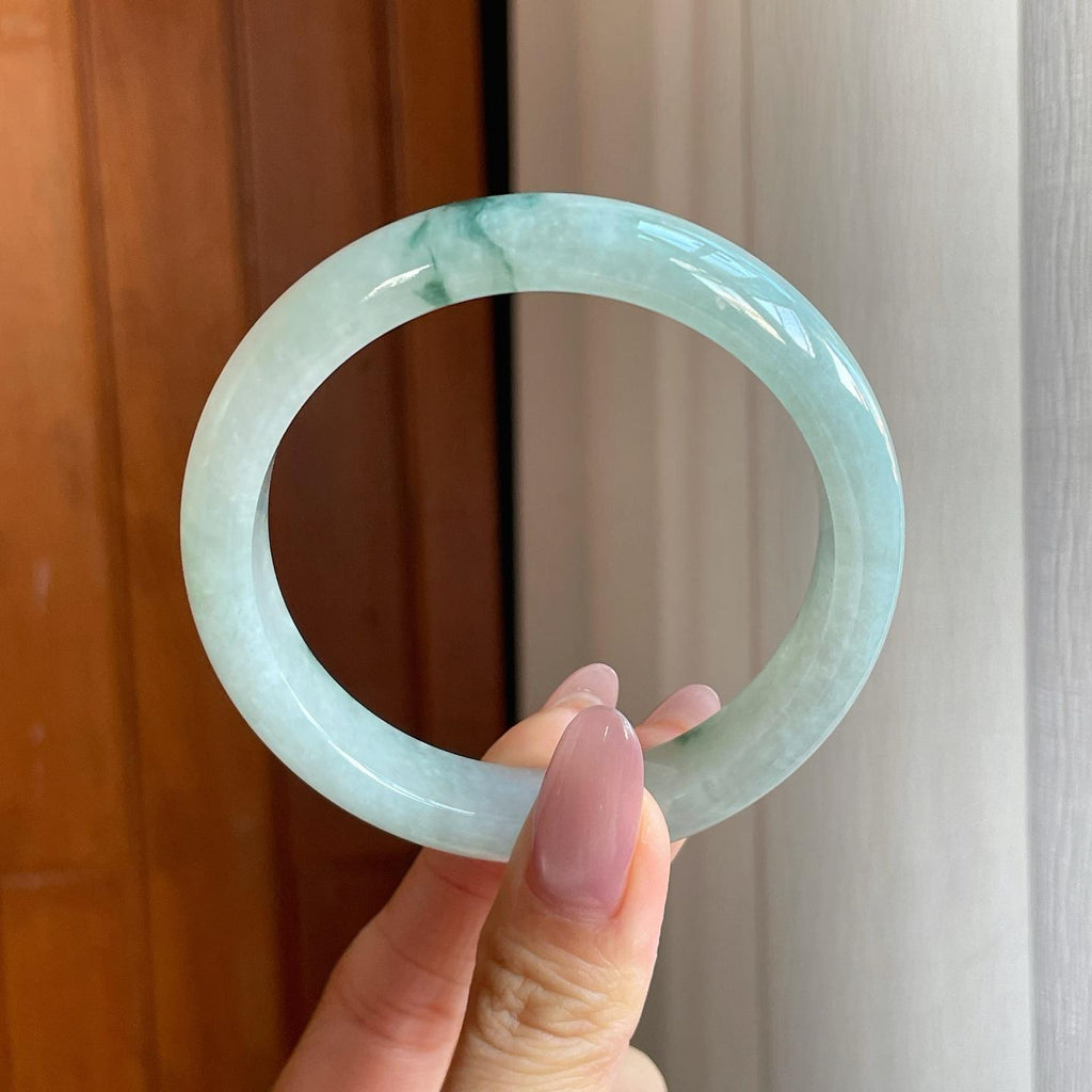糯冰飘花翡翠平安镯（58.2mm）（yc287156）
