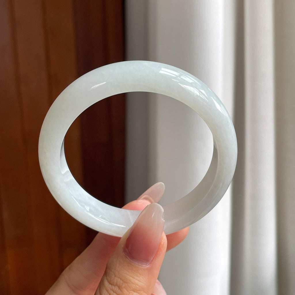 糯冰白月光翡翠平安镯（55.5mm）（yc303135）
