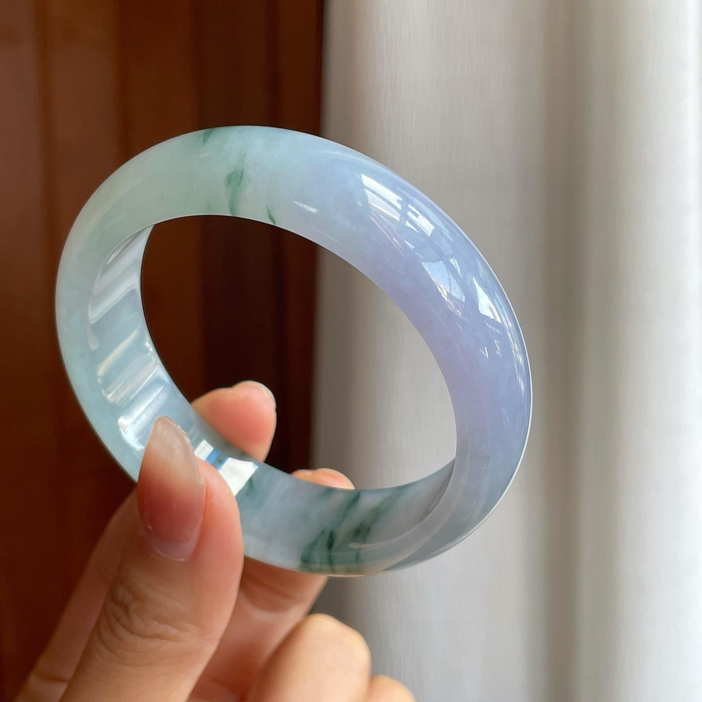 冰种紫罗兰飘花翡翠平安镯（57mm）（yc325736）