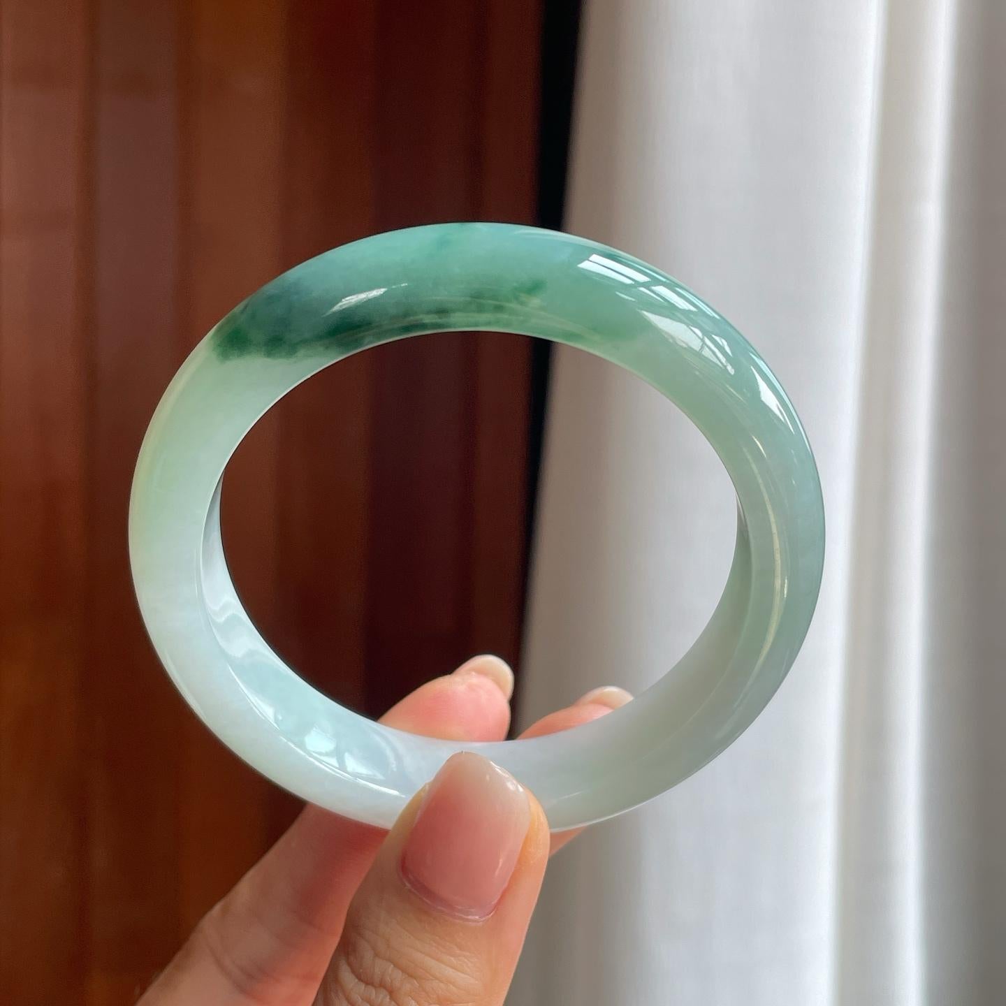 糯冰飘花翡翠平安镯（57.8mm）（yc397218）