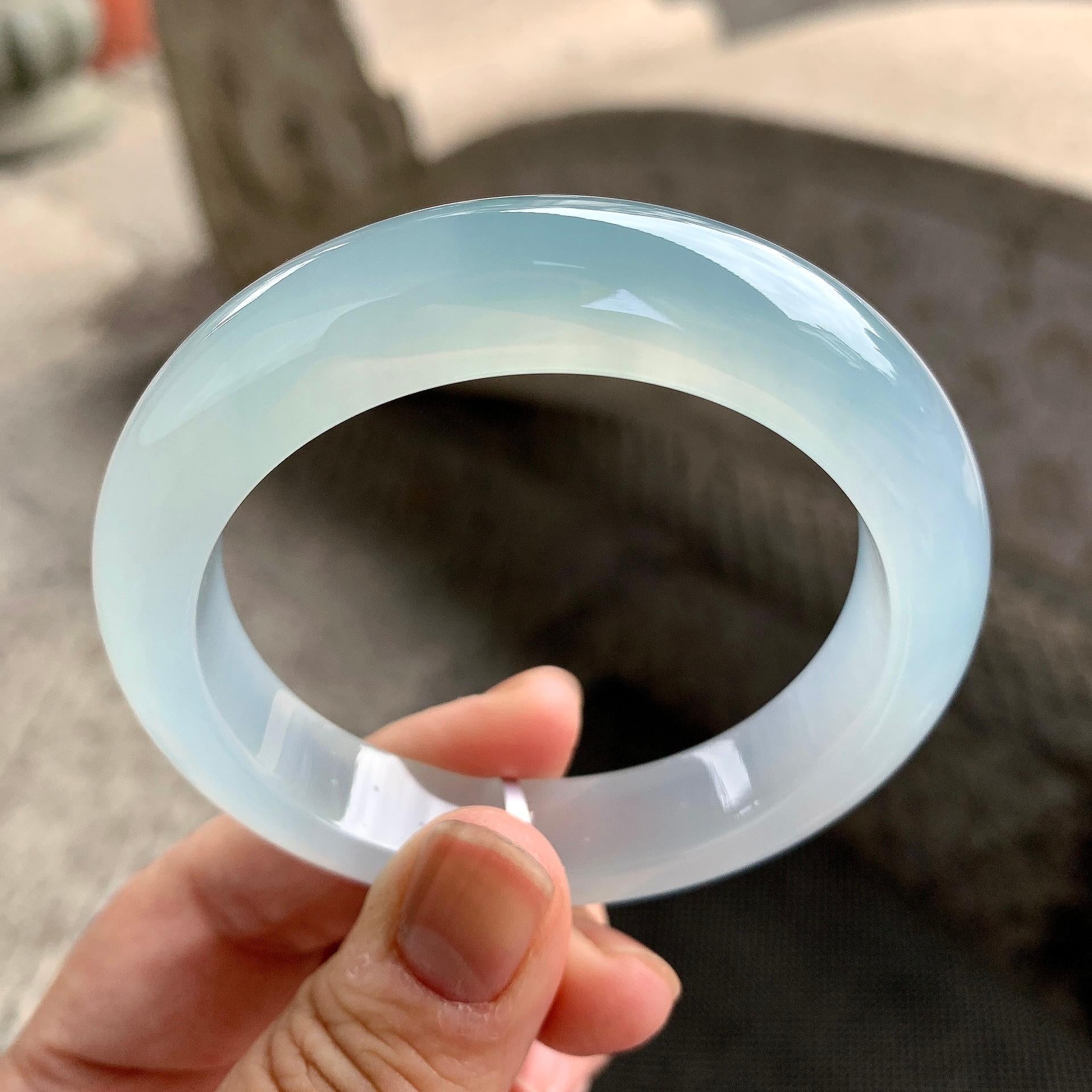 糯冰种淡晴底平安镯（54mm）（yc261147）