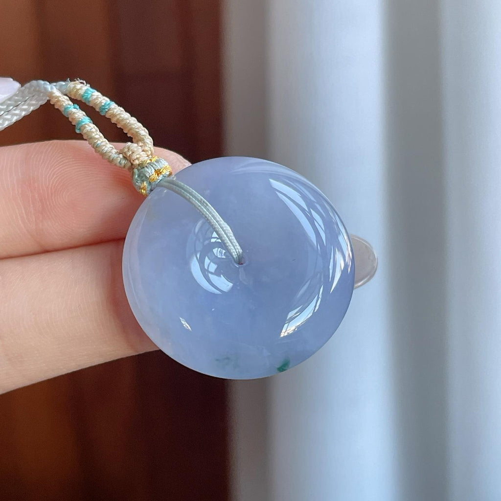 糯冰紫罗兰飘花翡翠平安扣（yc265748）