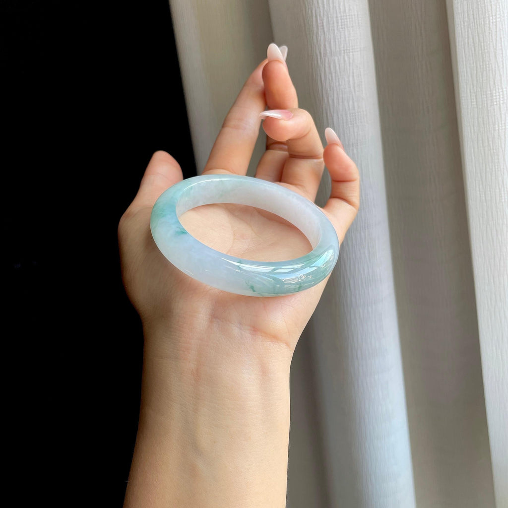 糯冰飘花翡翠平安镯（56mm）（yc295062）