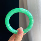 糯冰果绿满绿翡翠圆条手镯（57mm）（yc316711）