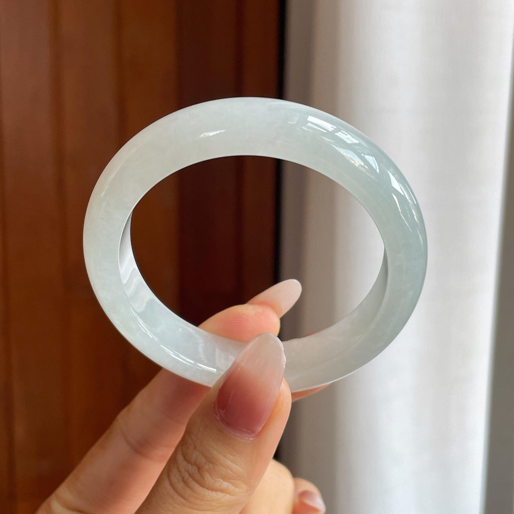 冰种无色翡翠平安镯（53mm）（yc302430）