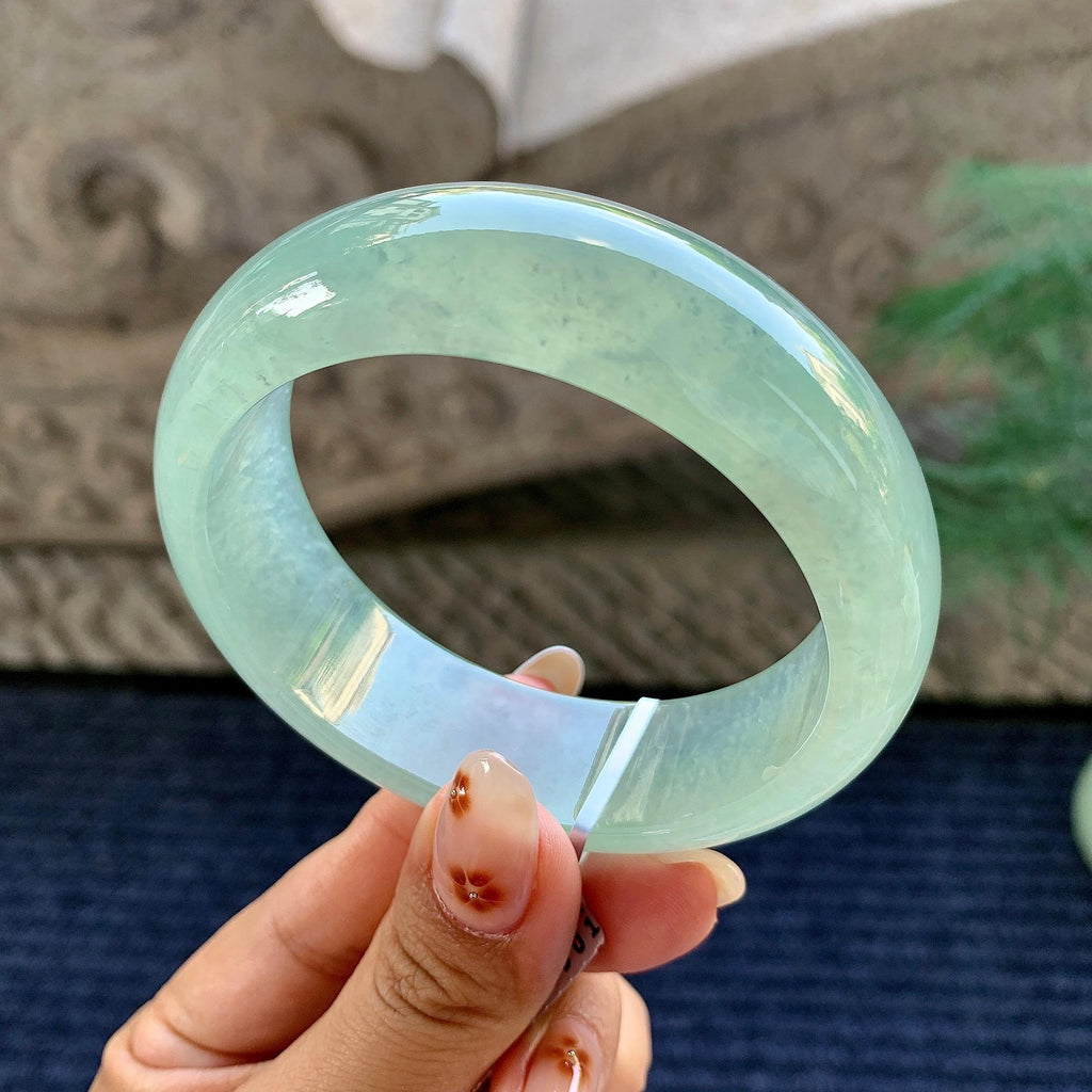 糯冰种晴水宽版轮胎手镯（58.5mm）（yc243442）