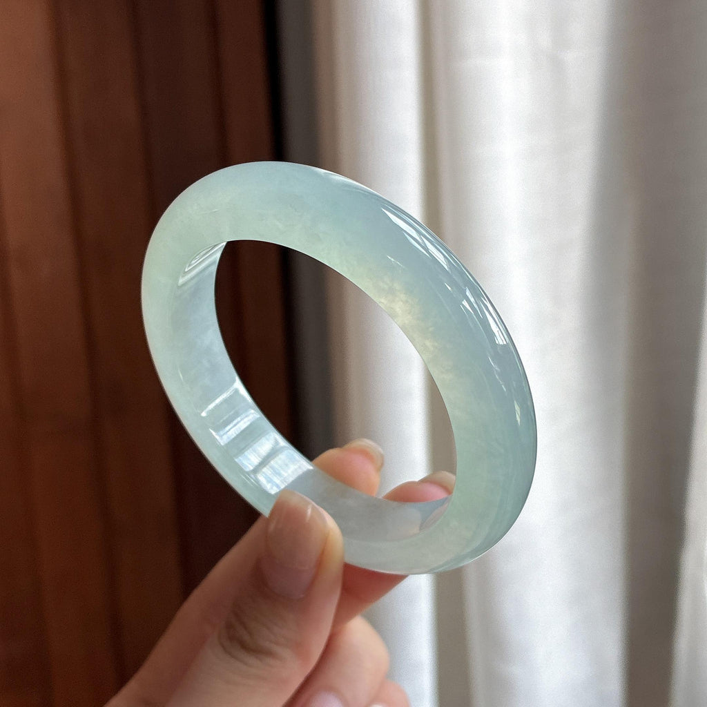 冰种蓝晴正圈平安镯 54圈 天然缅甸A货翡翠（yc485479）