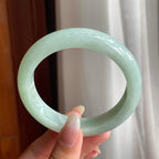糯冰种晴底翡翠平安镯（56.5mm）（yc217413）