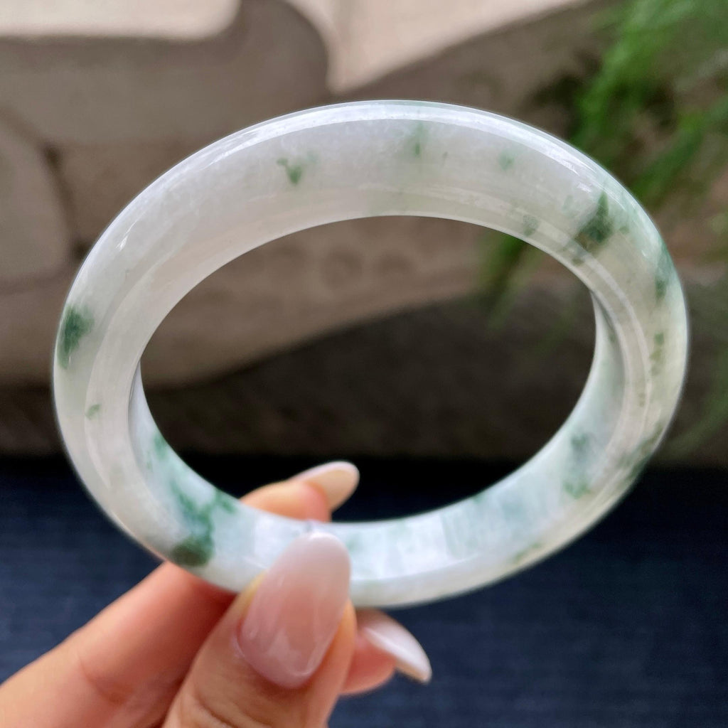大圈口   糯种飘花正圈平安镯    61.2圈    天然缅甸A货翡翠（yc410283）