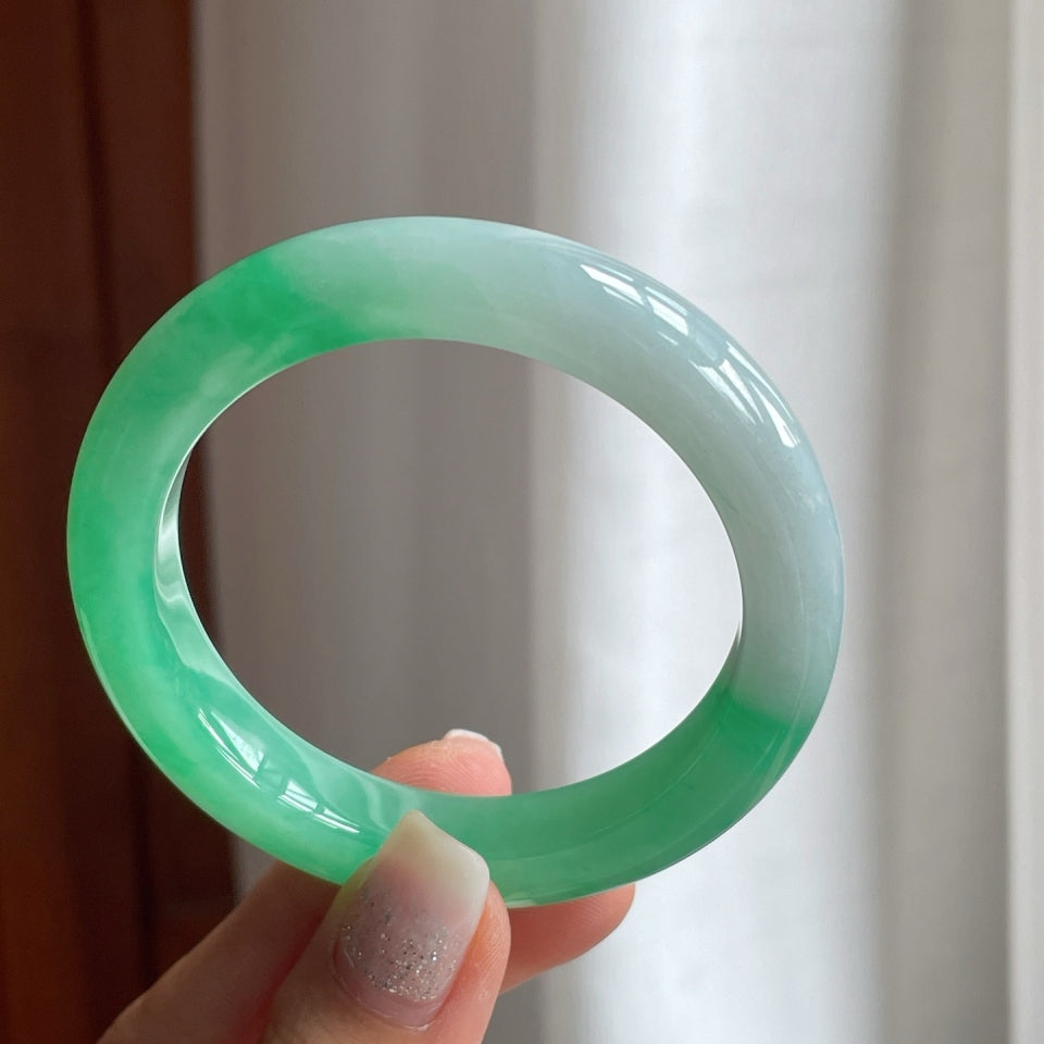 糯冰果绿翡翠平安镯（50.7mm）（yc175293）