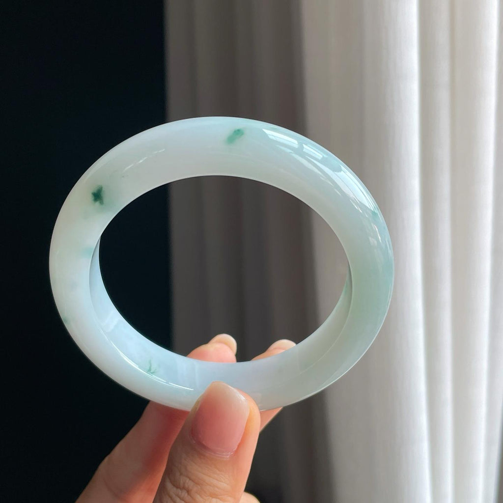 糯冰飘花翡翠平安镯（58.3mm)（yc389477）
