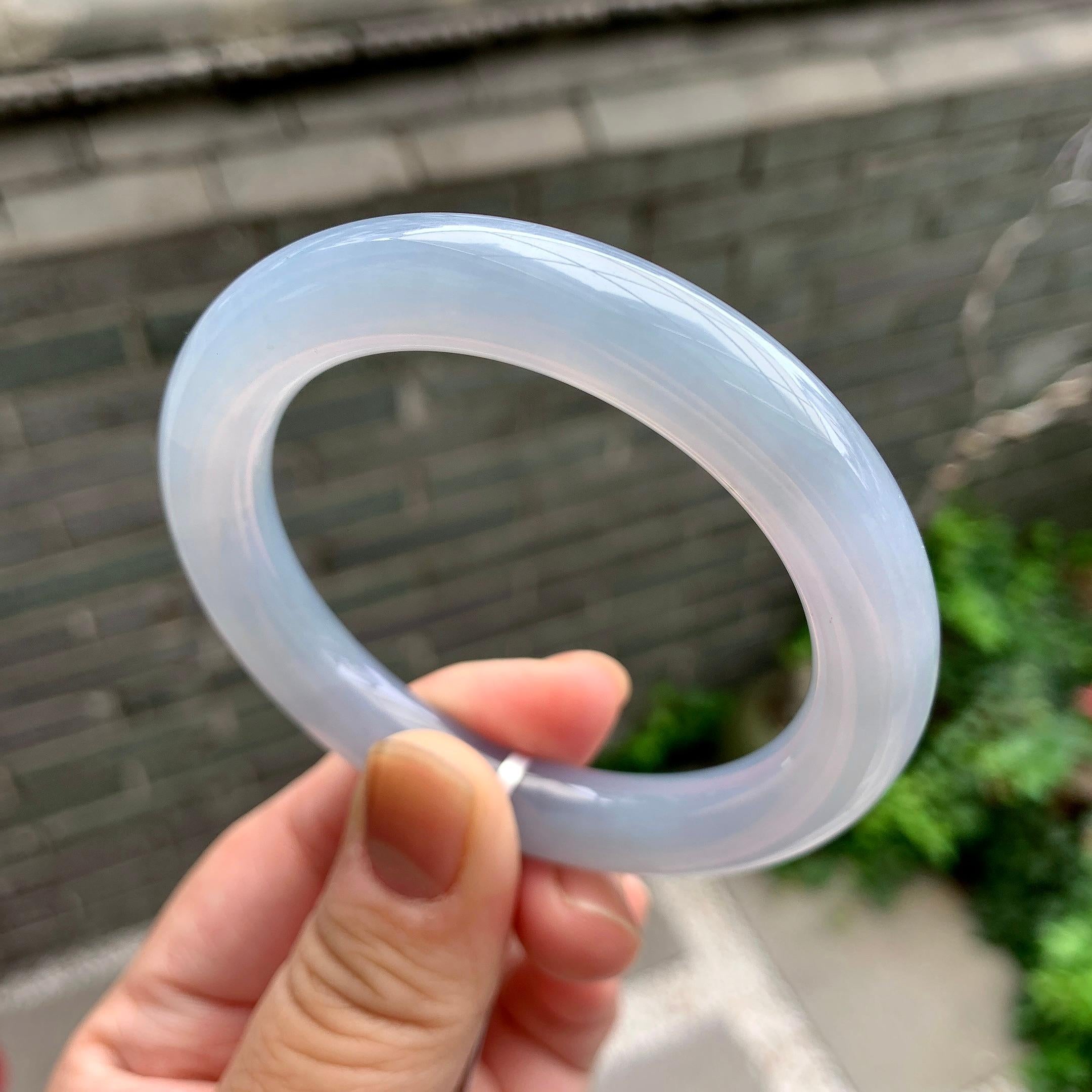 糯冰种紫罗兰圆条手镯（53mm）（yc262803）
