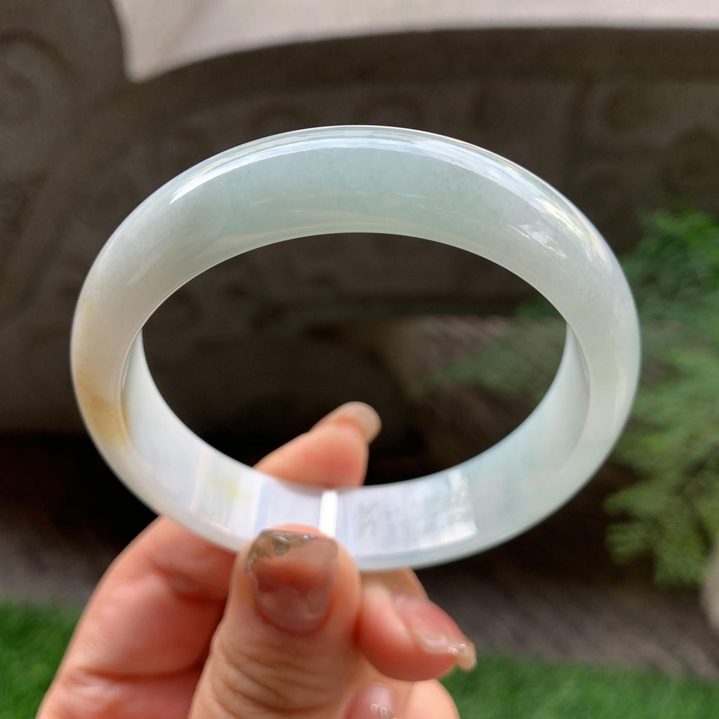 细糯种淡晴底飘黄翡平安镯（56.6mm）（yc293333）