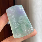 糯冰春带彩翡翠山水牌（yc251059）