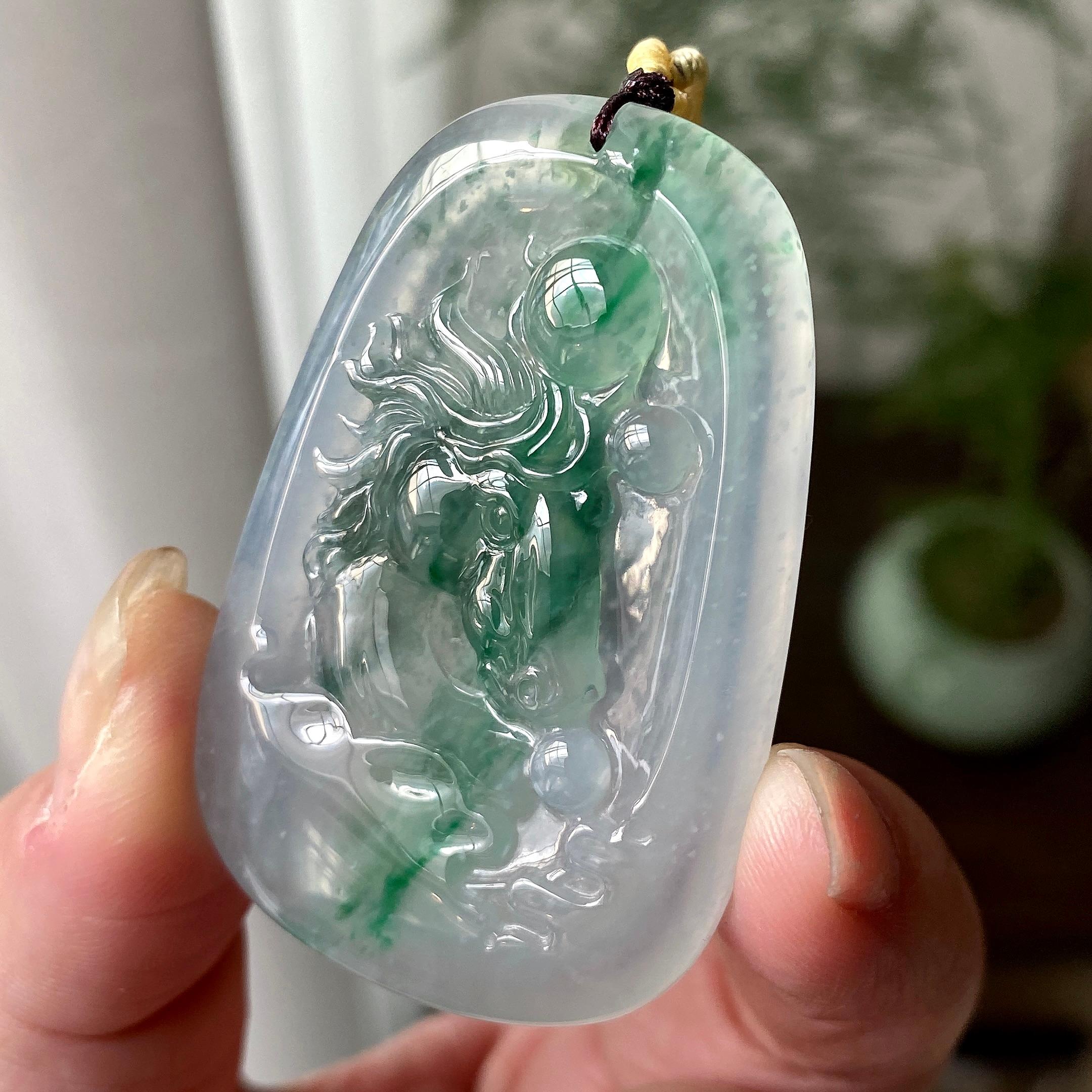 糯冰种飘花马牌吊坠（yc304268）
