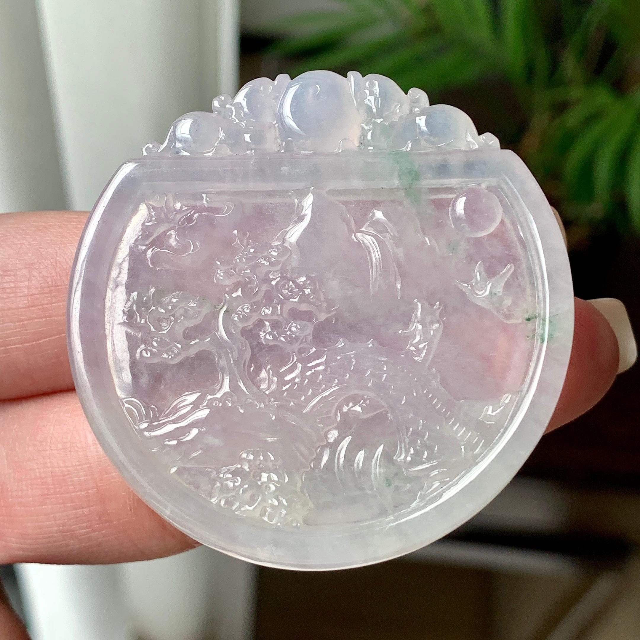 糯冰种飘花山水牌挂件  天然缅甸A货翡翠（yc447386）