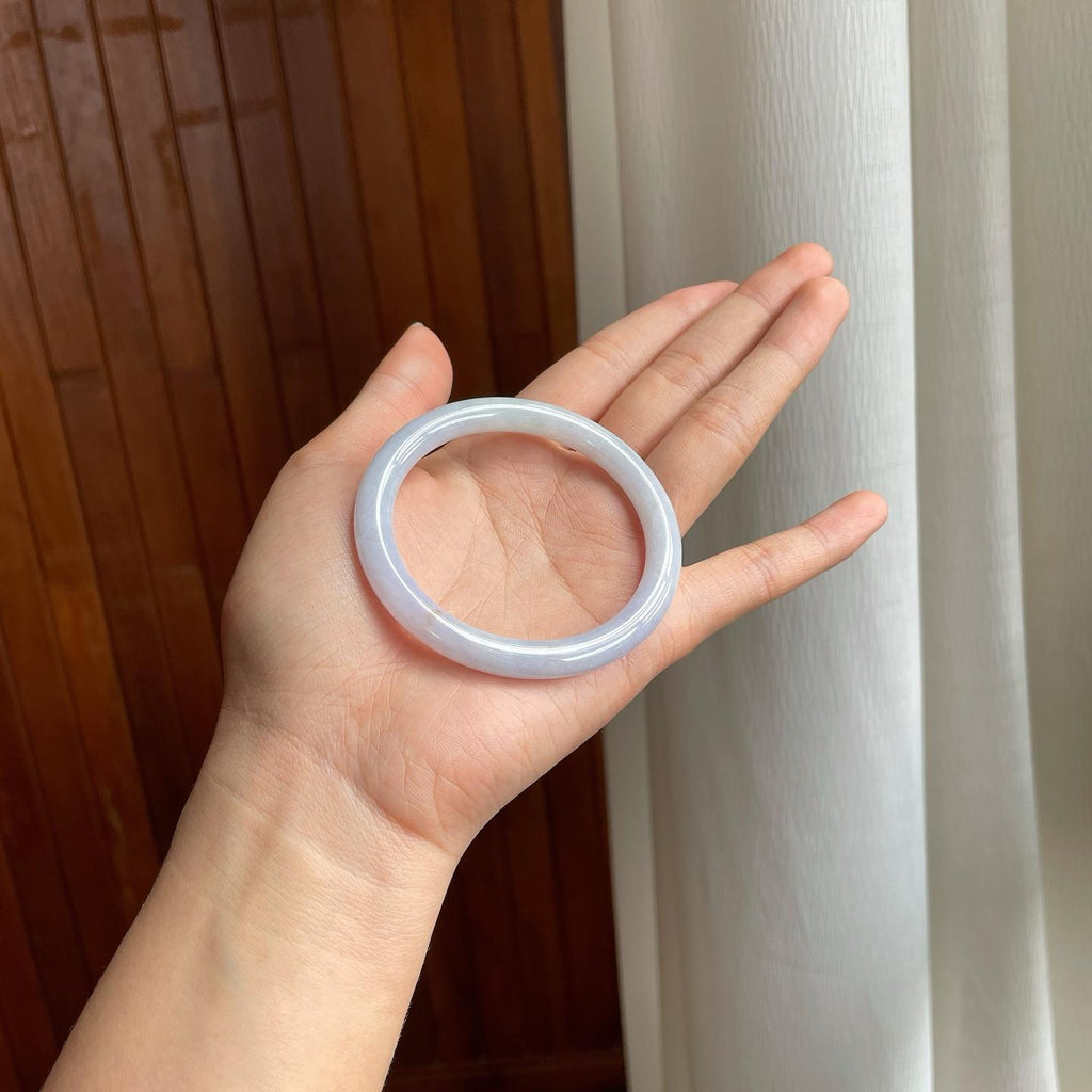 糯冰淡春翡翠圆条手镯（55mm）（yc333143）