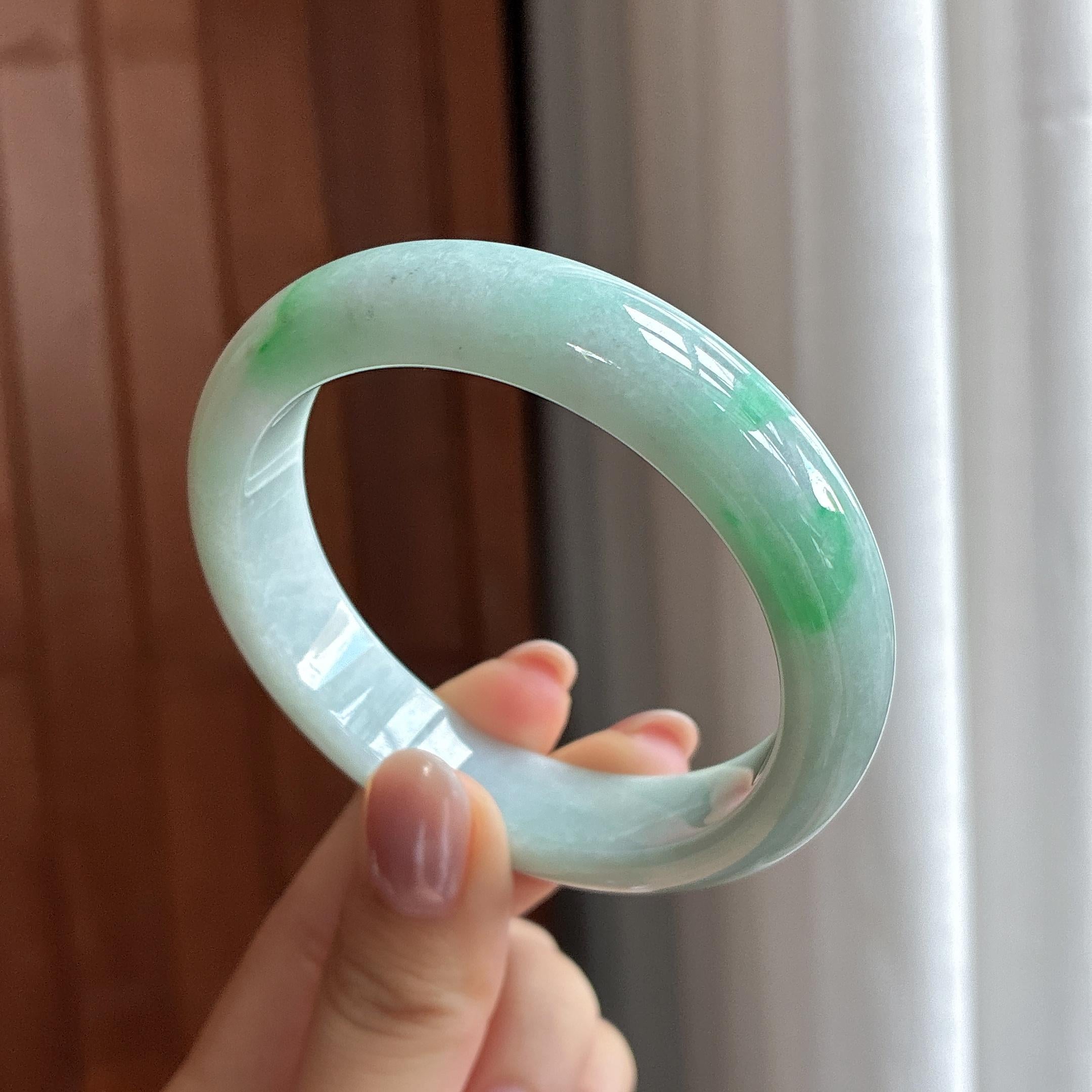 细糯种飘花正圈平安镯 54圈 天然缅甸A货翡翠（yc502744）