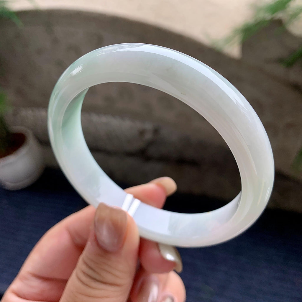 细糯种飘蓝花正圈平安镯  60.2圈口  天然缅甸A货翡翠（yc441138）