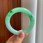 糯冰带色圆条翡翠手镯（56.5mm）（yc276506）