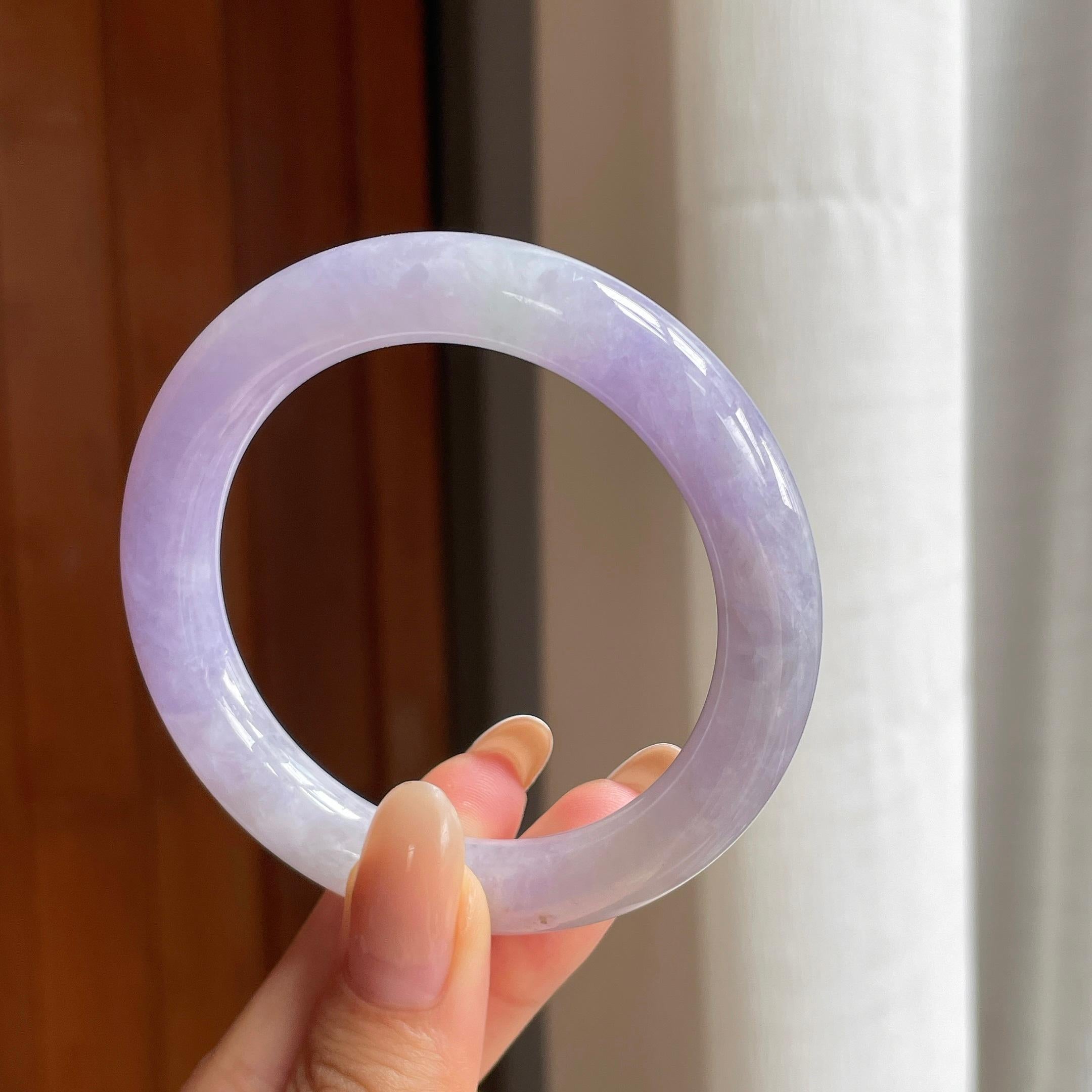 糯冰紫罗兰翡翠圆条手镯（53mm)（yc407456）