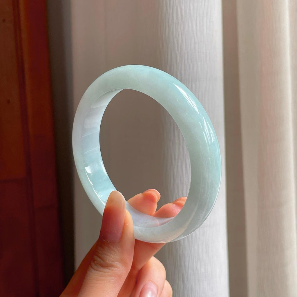 糯冰淡底色翡翠平安镯（59.7mm)（yc360236）