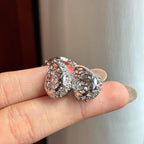 18k金钻镶冰种满绿翡翠葫芦耳饰（yc431711）