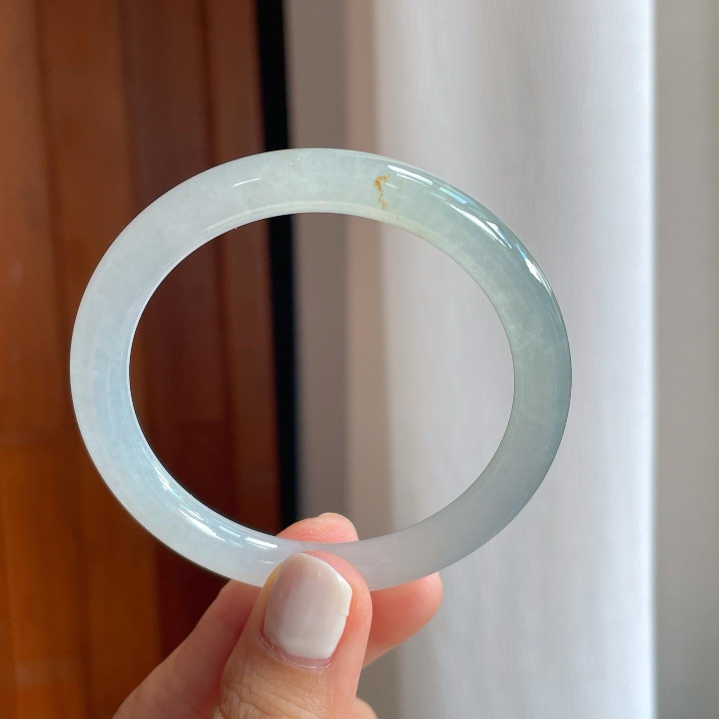 冰种带底色翡翠圆条手镯（54mm）（yc251042）