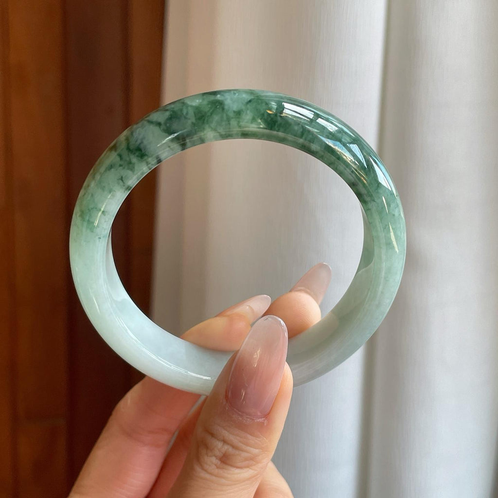 细糯冰半山半水翡翠平安镯（57mm）（yc272885）