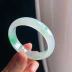 冰种飘花翡翠平安镯（54.3mm)（yc342200）