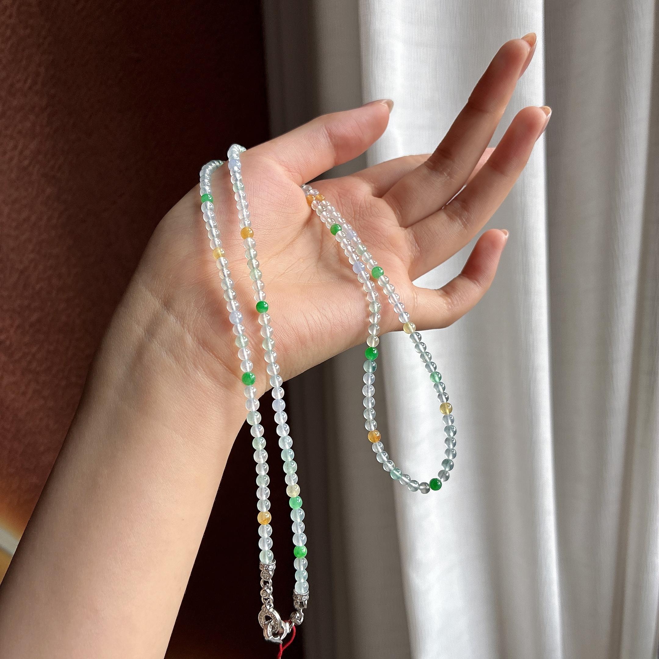 冰种多宝珠串项链 天然缅甸A货翡翠（yc527030）
