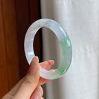 糯冰带色翡翠平安镯（56mm)（yc411304）