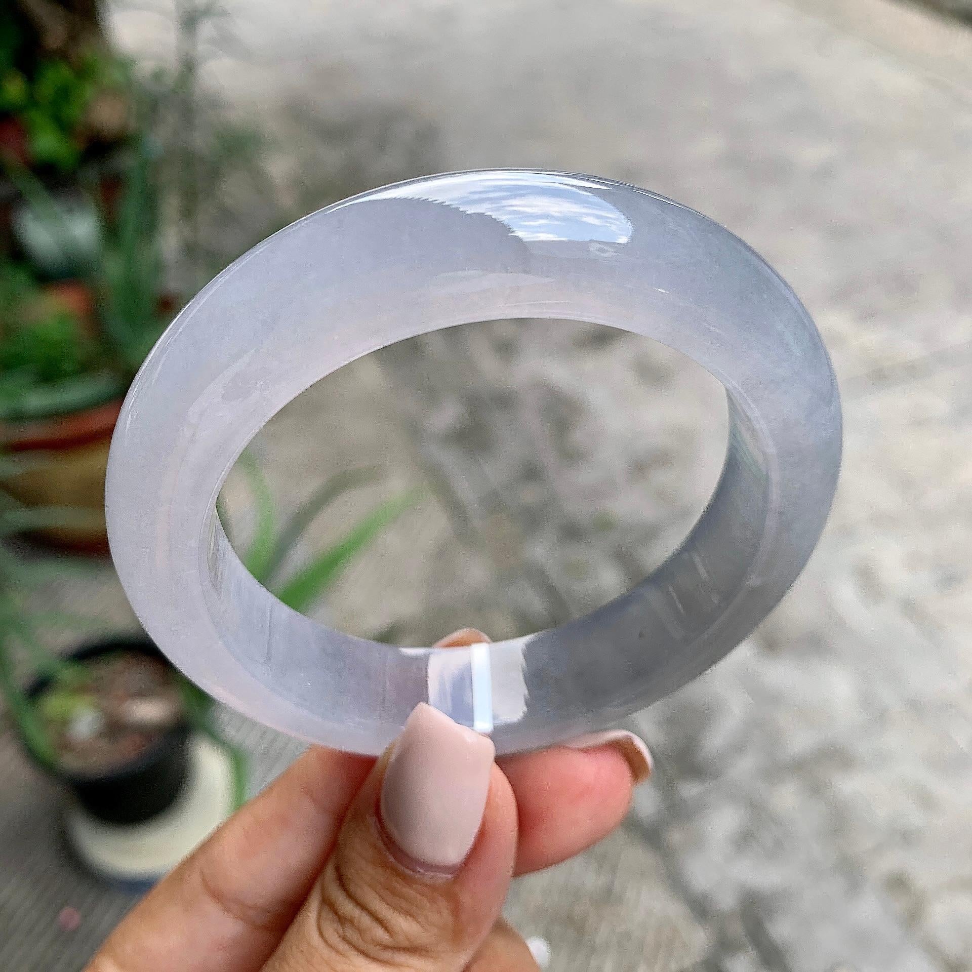 糯冰种淡紫罗兰平安镯（55mm）（yc226066）
