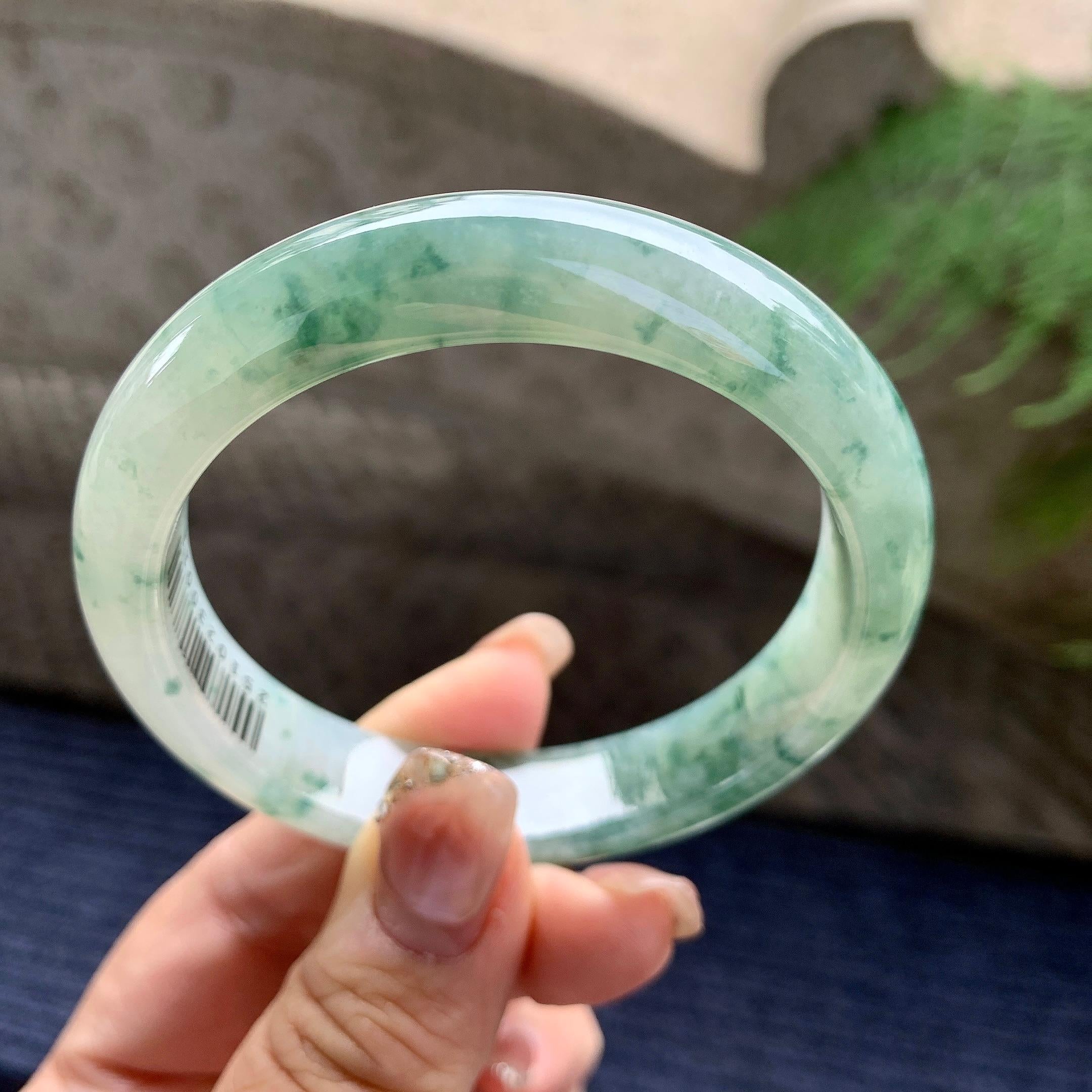 糯冰种飘花平安镯（56mm）（yc297968）