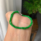 18k金钻镶糯冰种满绿小米珠手链（yc198901）