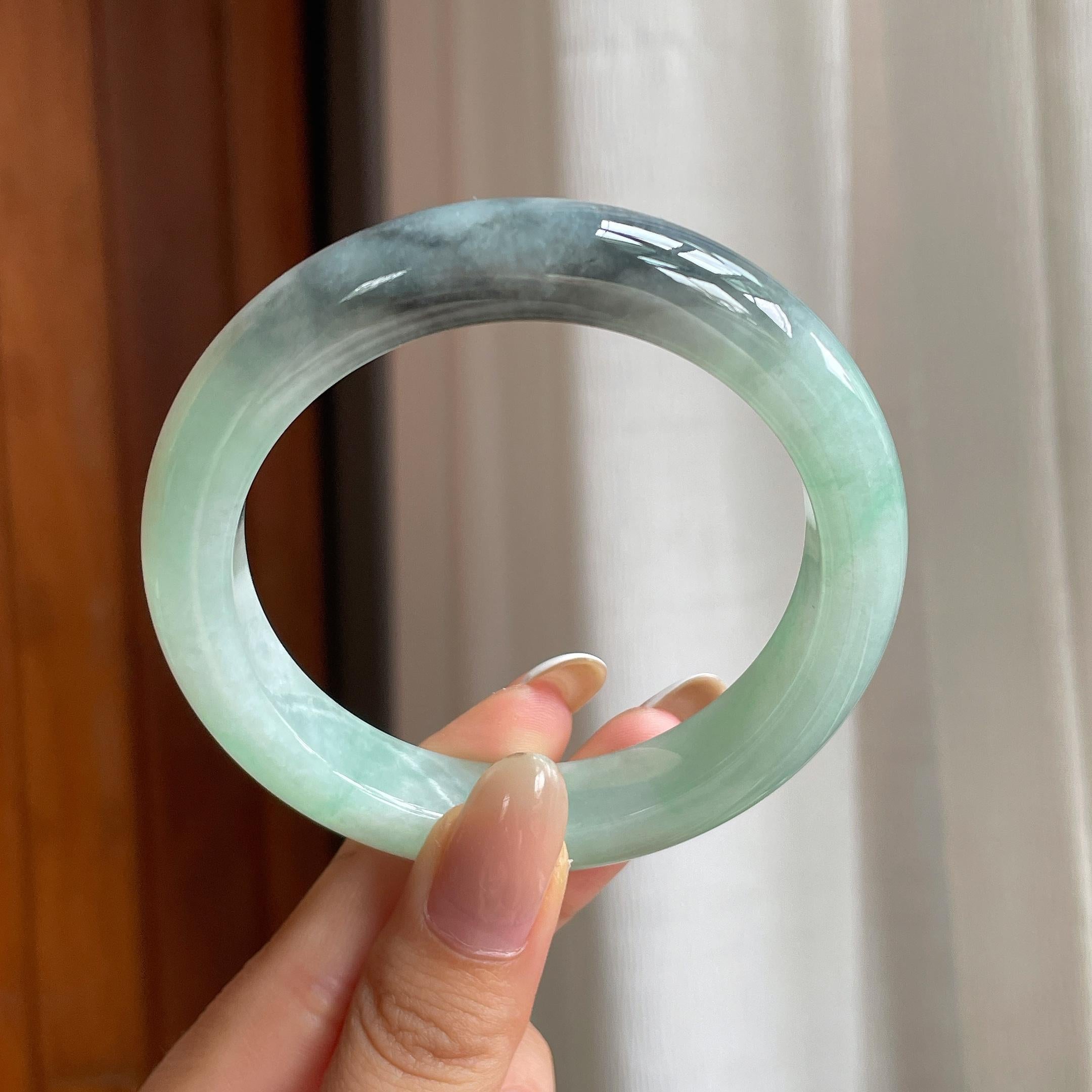 糯冰乌鸡特色翡翠平安镯（57.3mm)（yc417341）