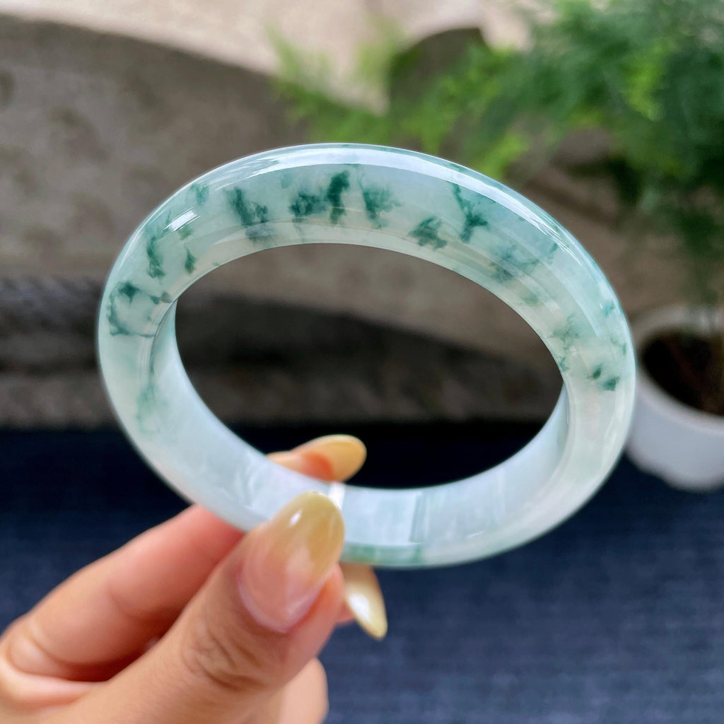 细糯种飘花正圈平安镯54.6圈 天然缅甸A货翡翠（yc489153）