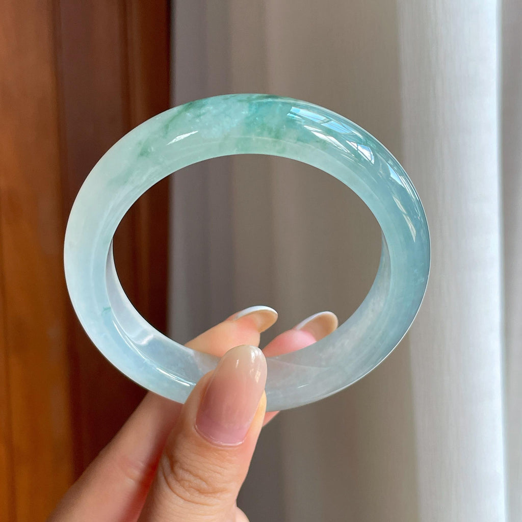 冰种飘花翡翠平安镯（55.3mm)（yc416487）