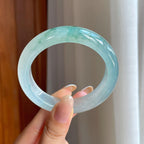 冰种飘花翡翠平安镯（55.3mm)（yc416487）