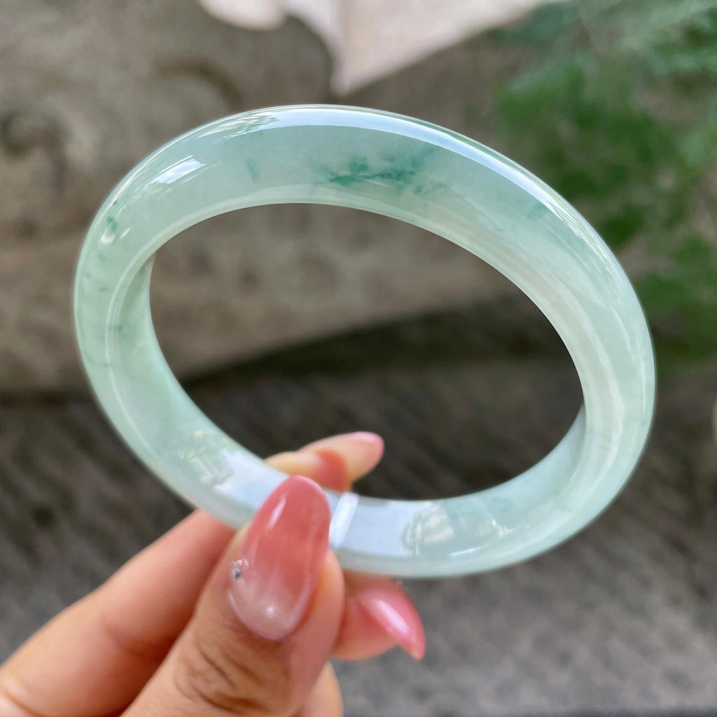 细糯种飘花正圈平安镯56.8圈       天然缅甸A货翡翠（yc431605）